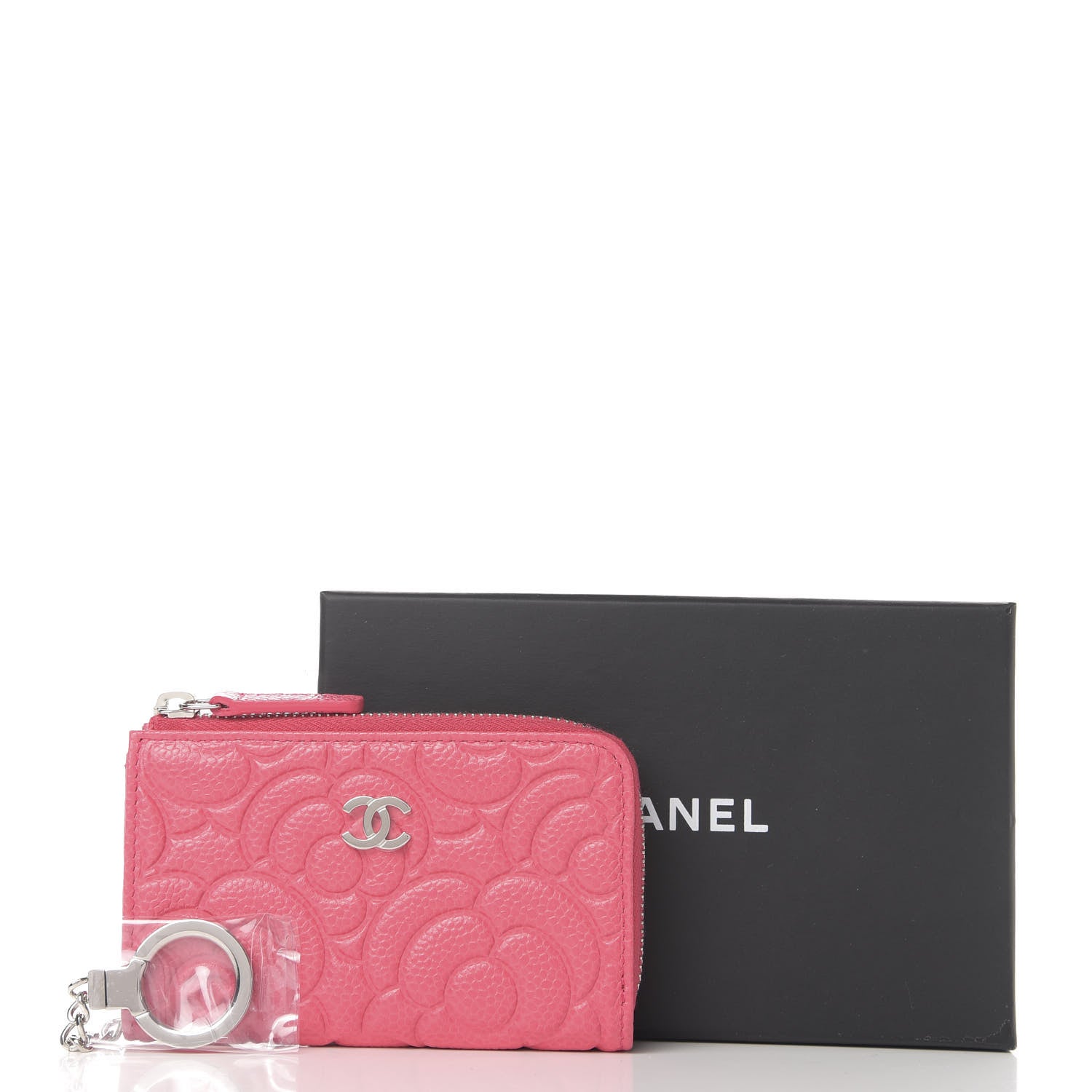 Chanel Caviar Camellia Embossed Key Holder Case Pink 8 of 8