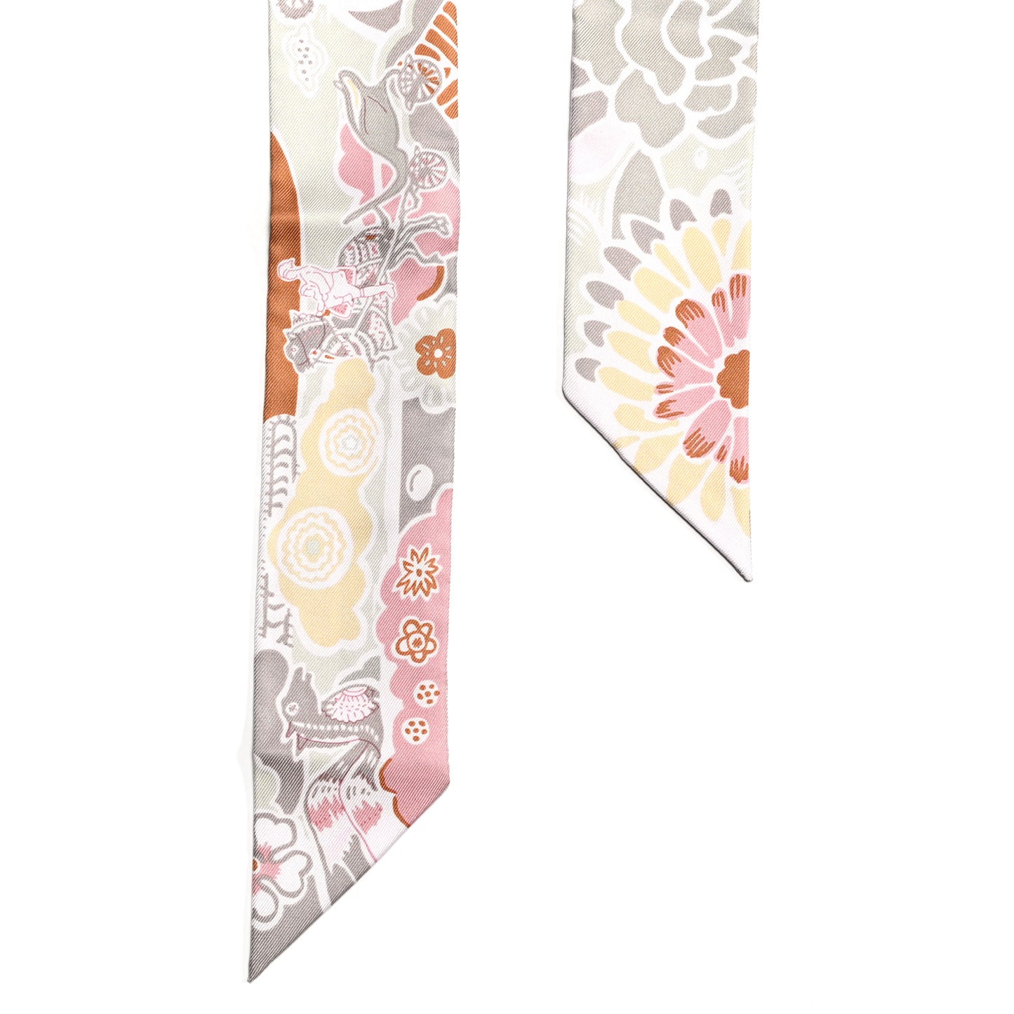 Silk Bingata Twilly Vieux Rose Vert De Eau