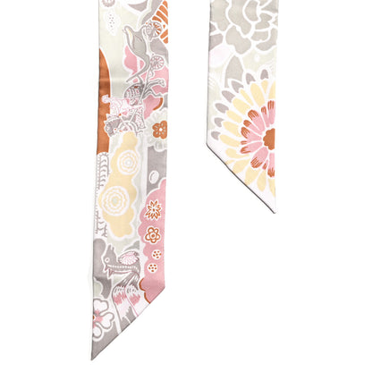 Hermes Silk Bingata Twilly Vieux Rose Vert De Eau 2 of 4