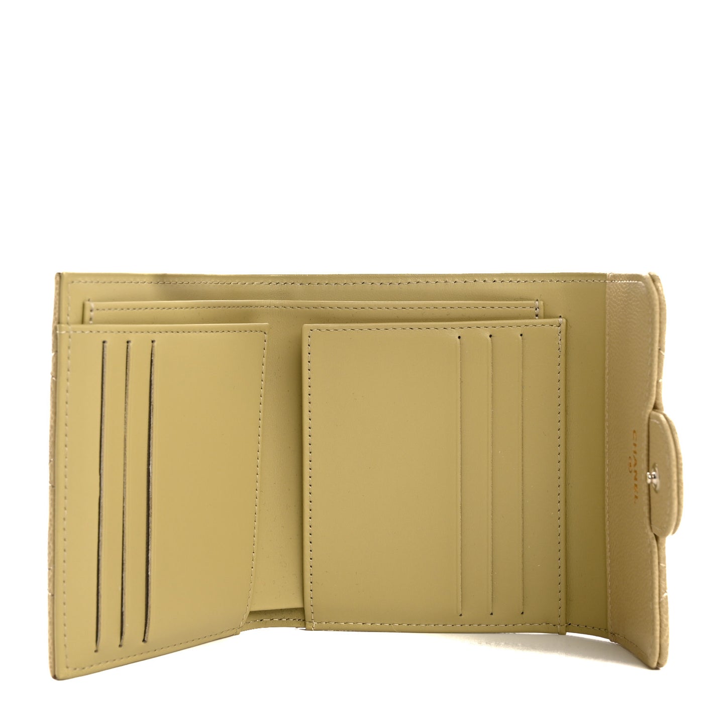 Caviar Quilted Compact Flap Wallet Light Green