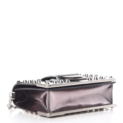 Prada Metallic Vitello Saffiano Studded Cahier Bag Ferro Black 4 of 7