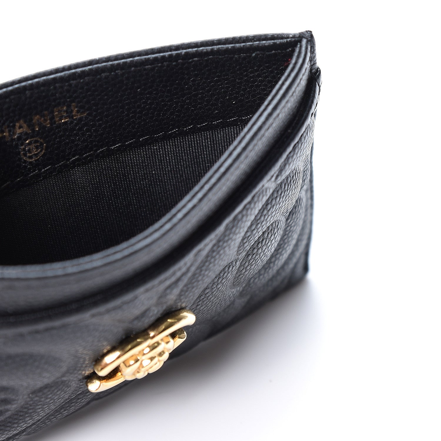 Chanel Caviar Camellia Embossed Card Holder Black 7 of 9