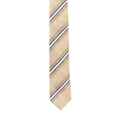 Chanel Linen Cotton Silk Mens CC Stripe Neck Tie Beige 2 of 6