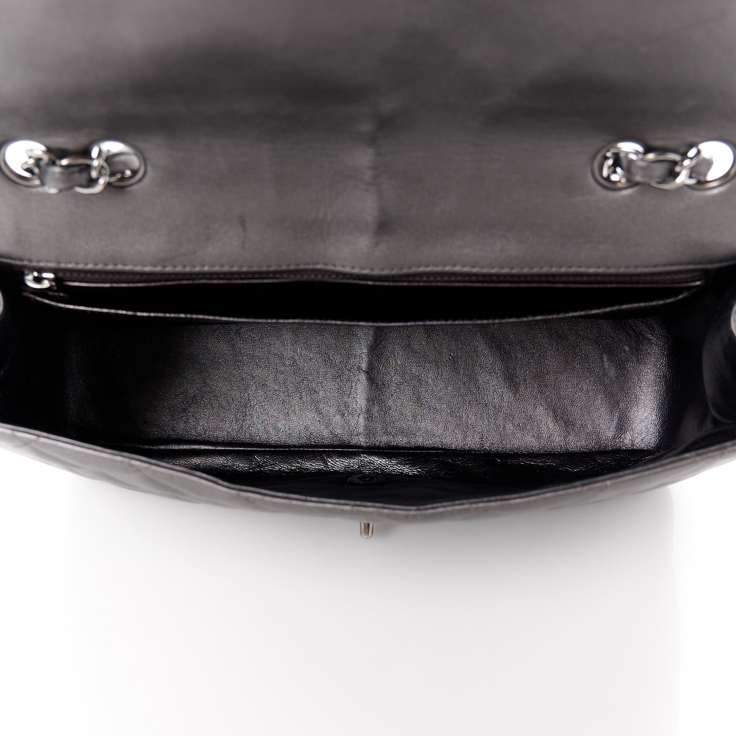 Chanel Metallic Lambskin Quilted Jumbo Single Flap Dark Grey 5 of 12