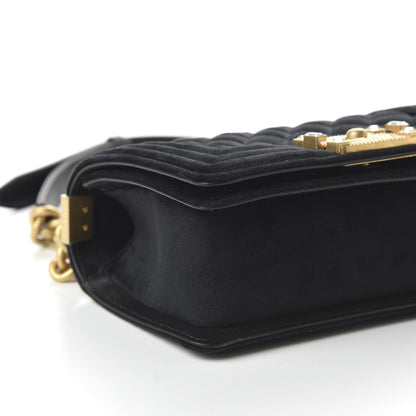 Chanel Velvet Strass Quilted Small Boy Flap Black 6 of 10