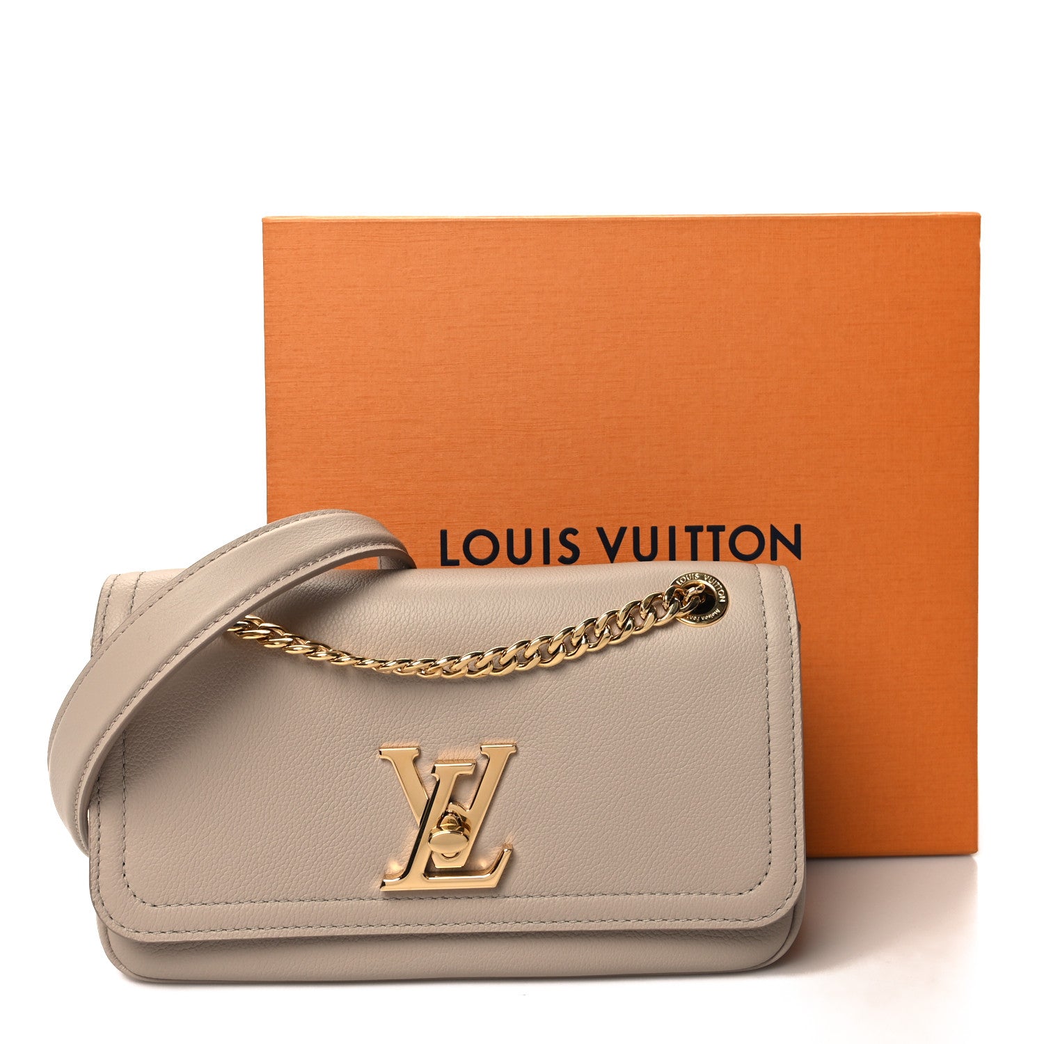 Louis Vuitton Grained Calfskin Lockme Chain East West Greige 10 of 10
