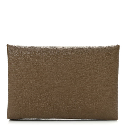 Hermes Chevre Mysore Calvi Card Case Etoupe 1 of 7
