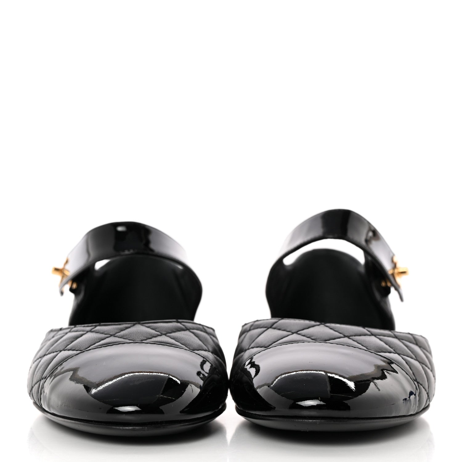 Chanel Patent Lambskin Quilted Cap Toe Ballerina Flats 39 Black 2 of 11