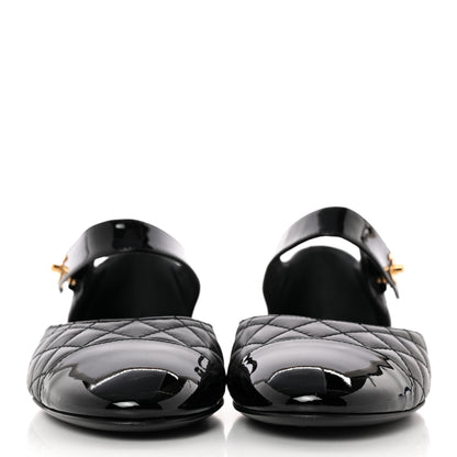 Chanel Patent Lambskin Quilted Cap Toe Ballerina Flats 39 Black 2 of 11