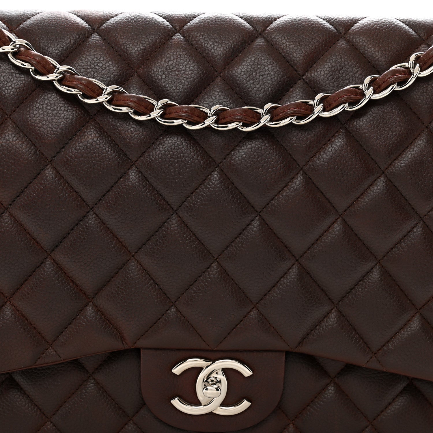Chanel Caviar Quilted Maxi Double Flap Brown 8 of 12