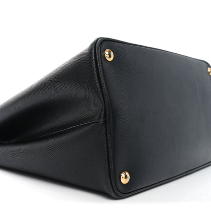 Prada Saffiano Cuir Large Double Bag Black Fuoco 8 of 9