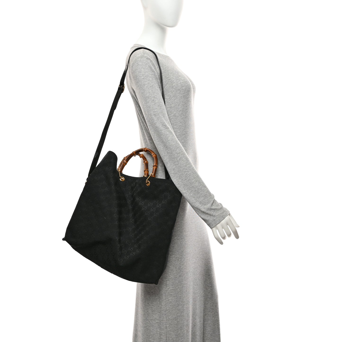 GG Monogram Bamboo Reversible Tote Black