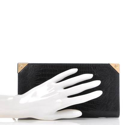 Alexander Wang Lizard Calfskin Embossed Prisma Biker Wallet Black 2 of 13