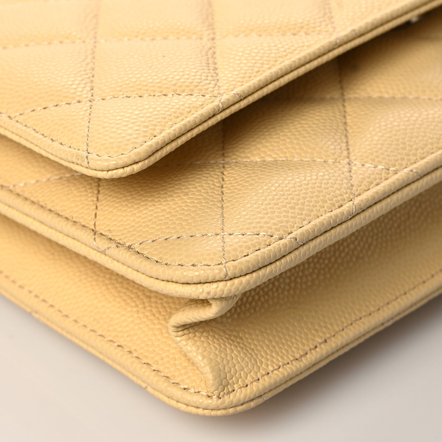 Caviar Quilted Wallet on Chain WOC Light Yellow