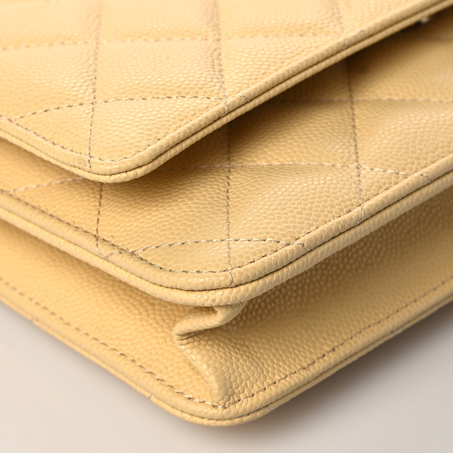 Chanel Caviar Quilted Wallet on Chain WOC Light Yellow 10 of 12