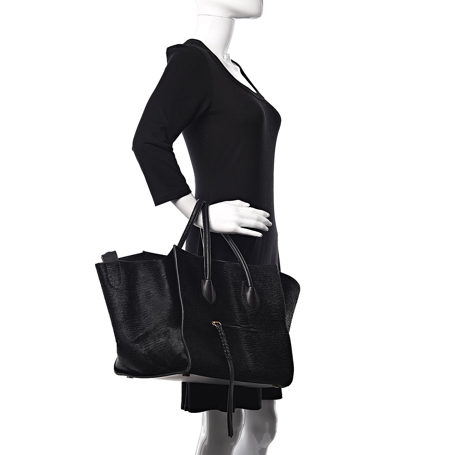 Celine Astrakhan Pony Hair Medium Phantom Luggage Black 2 of 23