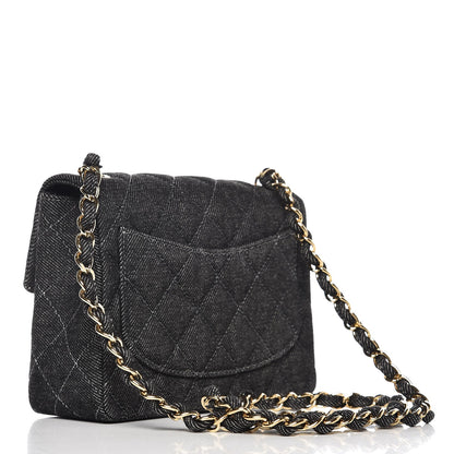 Chanel Denim Quilted Mini Square Flap Black 3 of 9