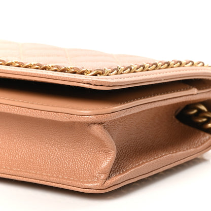Chanel Caviar Quilted Chain Around Boy Wallet On Chain WOC Dark Beige 11 of 12