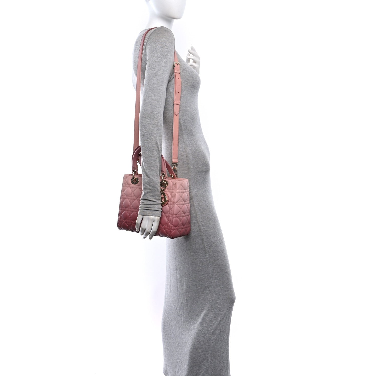 Christian Dior Lambskin Cannage Gradient Medium Lady Dior Pink 2 of 10