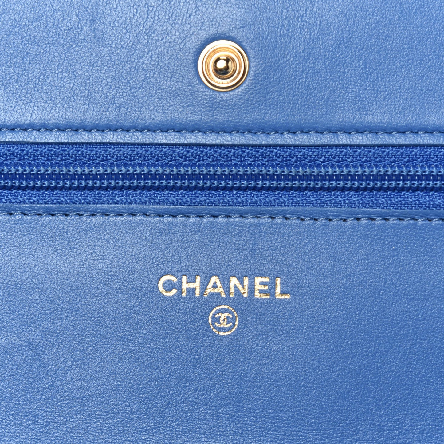 Lambskin Quilted Wallet On Chain WOC Light Blue