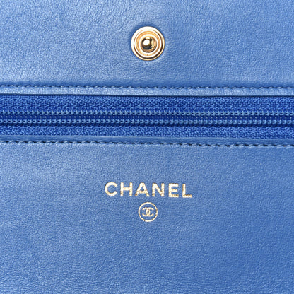 Chanel Lambskin Quilted Wallet On Chain WOC Light Blue 6 of 10