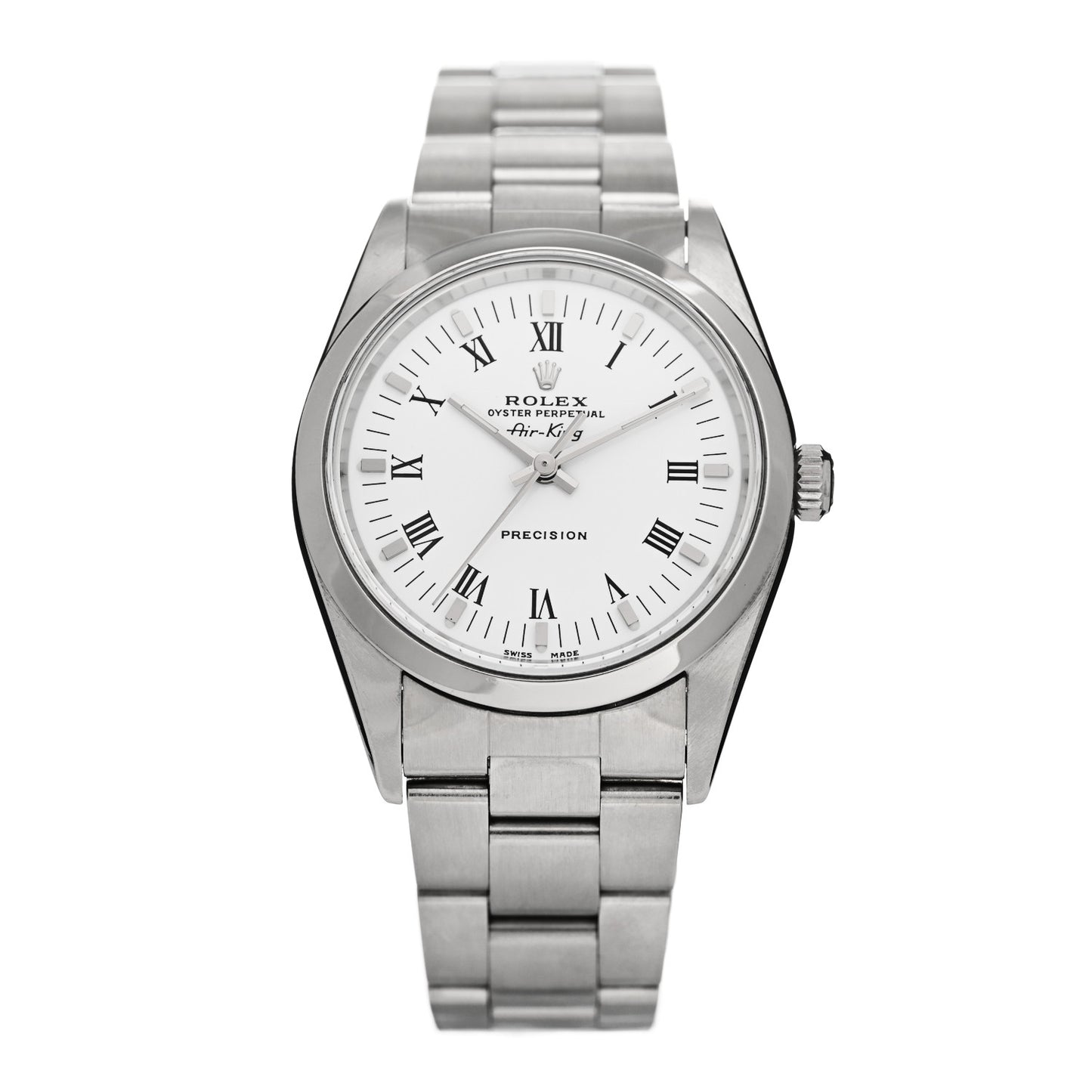 Stainless Steel 34mm Oyster Perpetual Air-King Watch White Roman 14000
