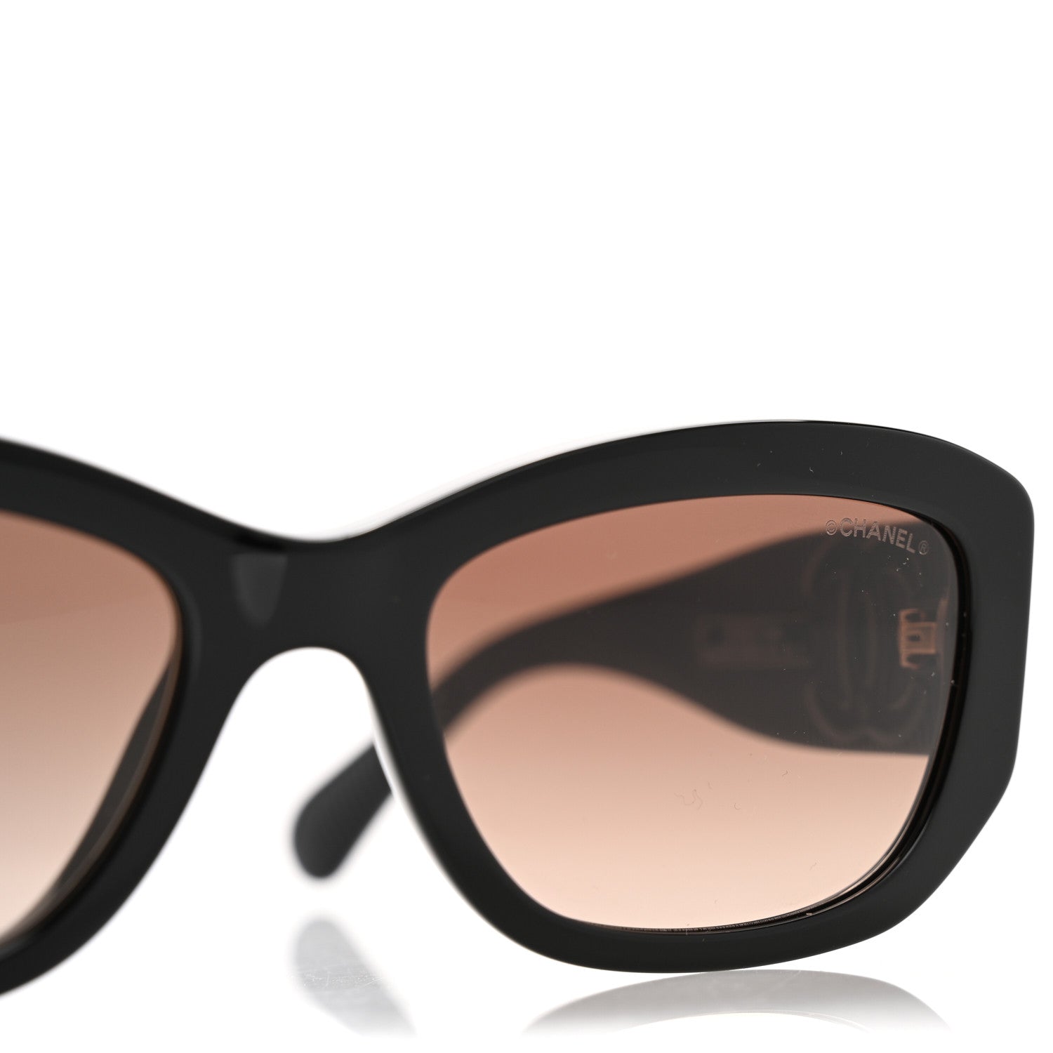 Chanel Acetate Rectangle Sunglasses 5493 Black Brown 7 of 8