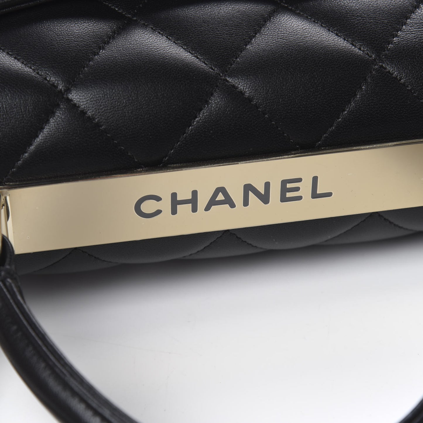 Lambskin Quilted Small Trendy CC Dual Handle Flap Bag Black