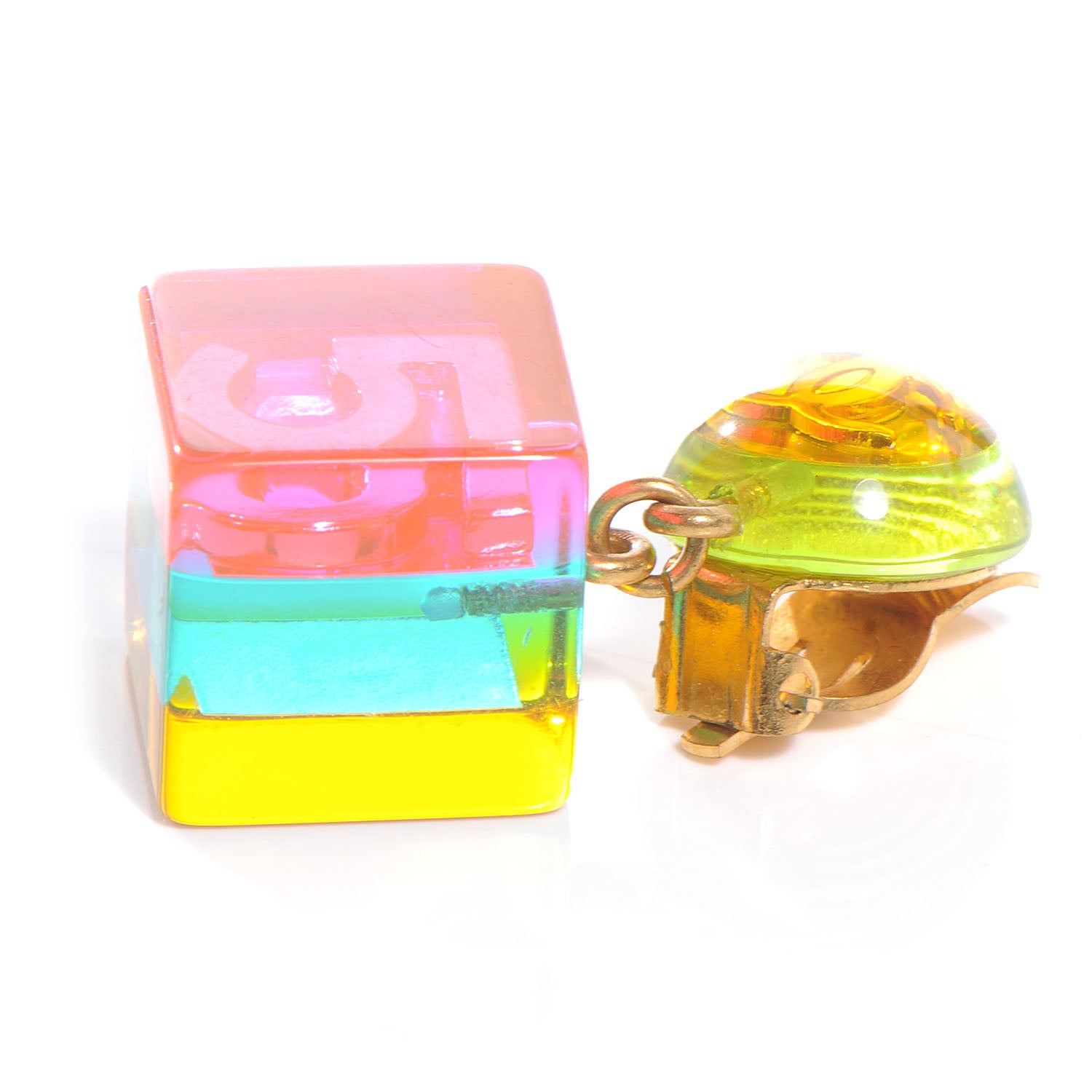 Chanel N°5 CC Resin Cube Clip On Earrings Multicolor 3 of 5