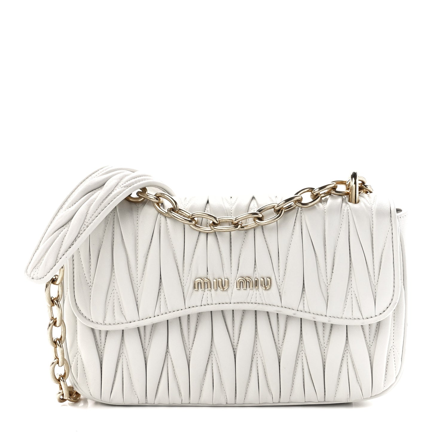 Nappa Matelasse Flap Shoulder Bag White