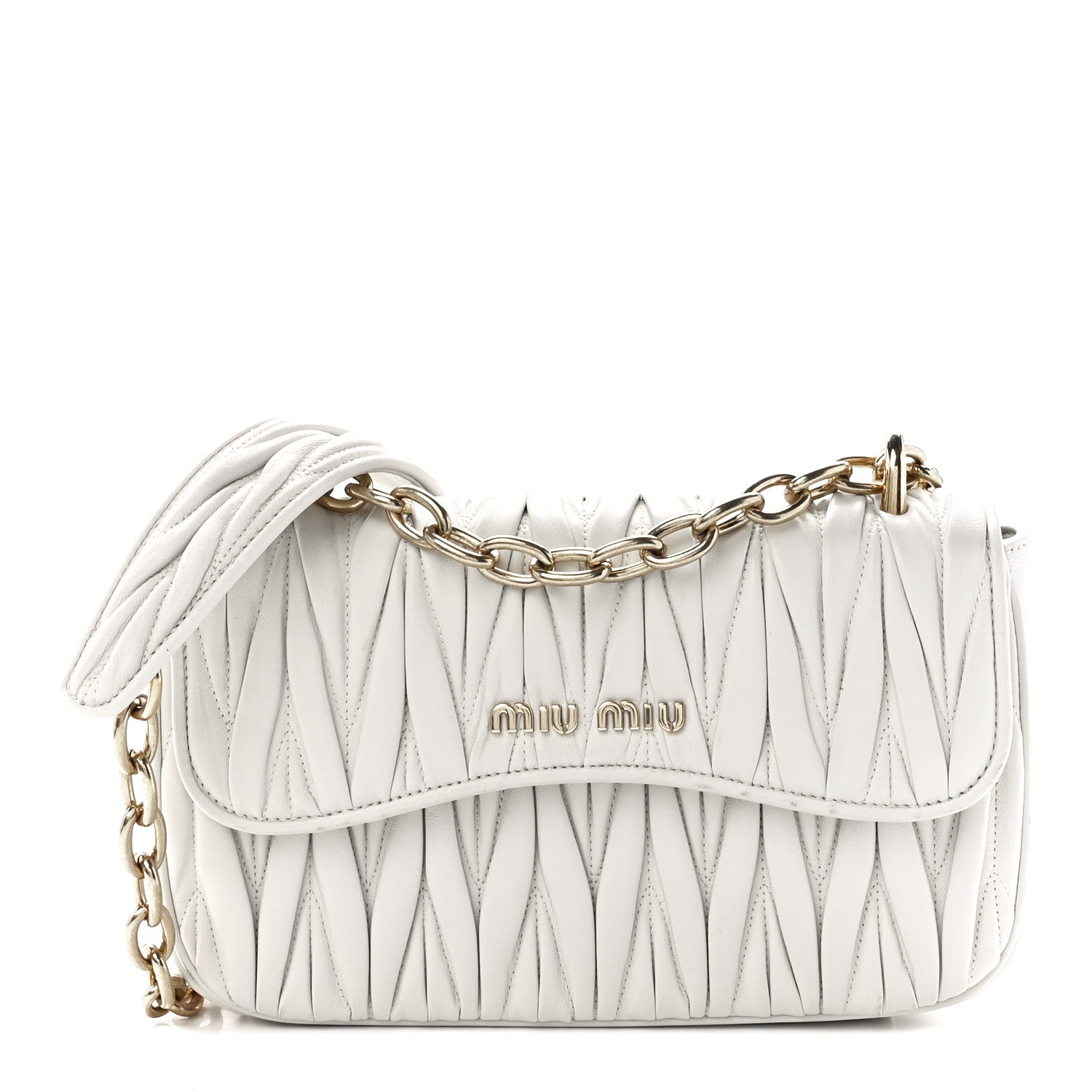 Miu Miu Nappa Matelasse Flap Shoulder Bag White 1 of 9