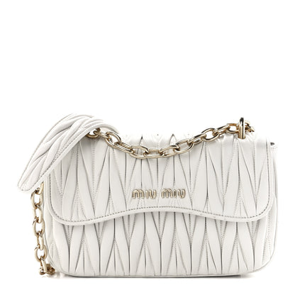 Miu Miu Nappa Matelasse Flap Shoulder Bag White 1 of 9