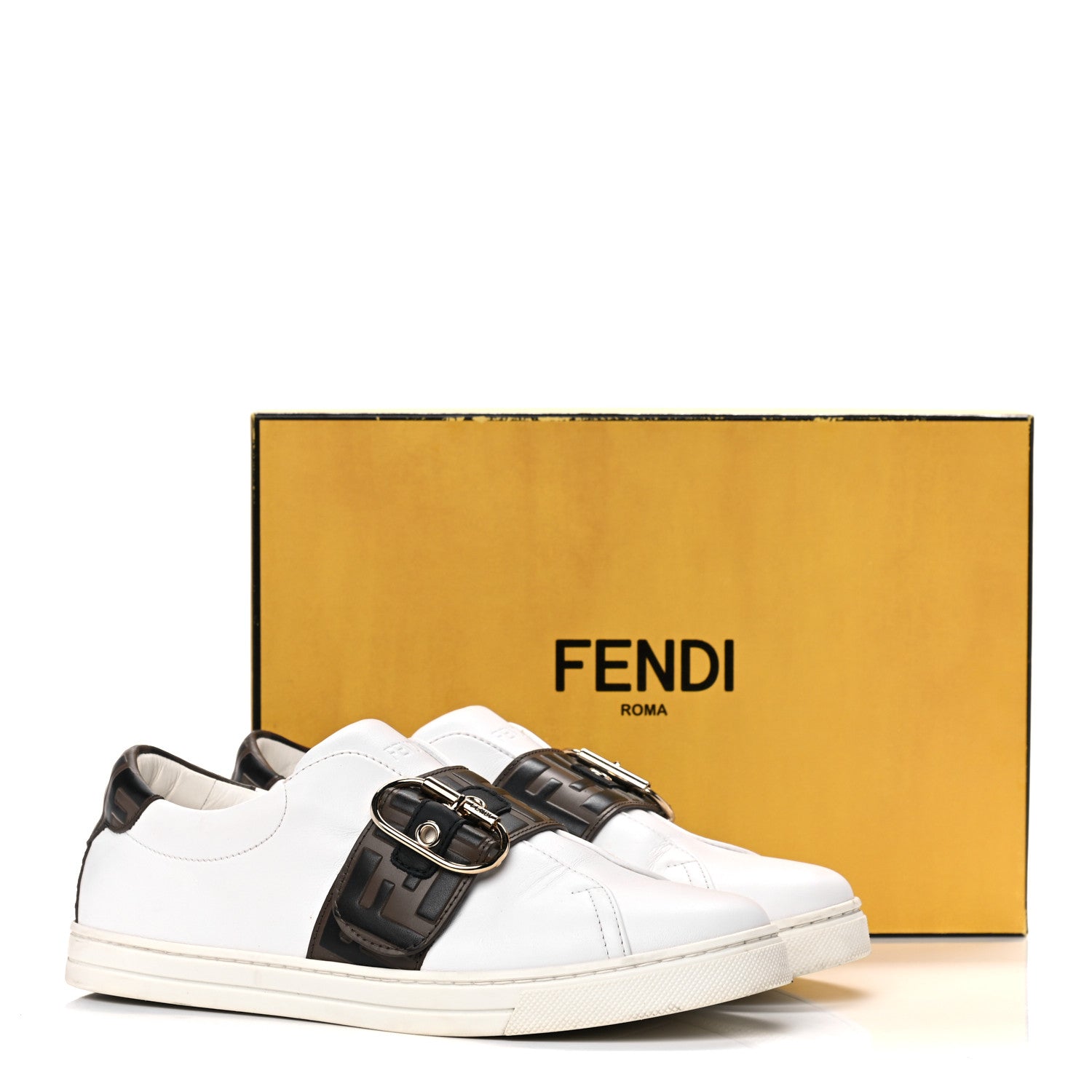 Fendi Vitello FF Embossed Womens Slip On Sneakers 38.5 Ultra White Maya Black 13 of 13