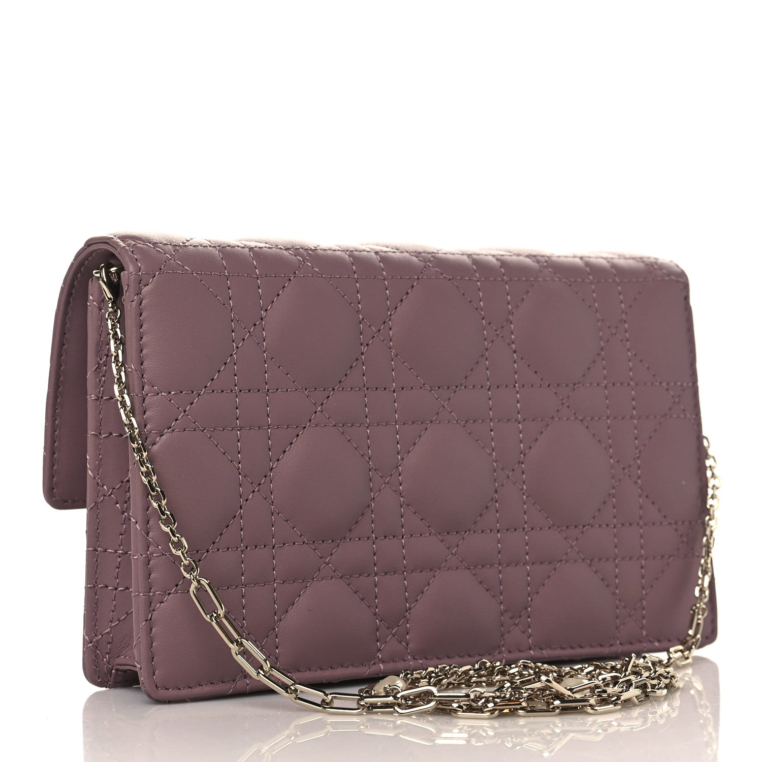 Christian Dior Lambskin Cannage Lady Dior Chain Pouch Purple 3 of 9