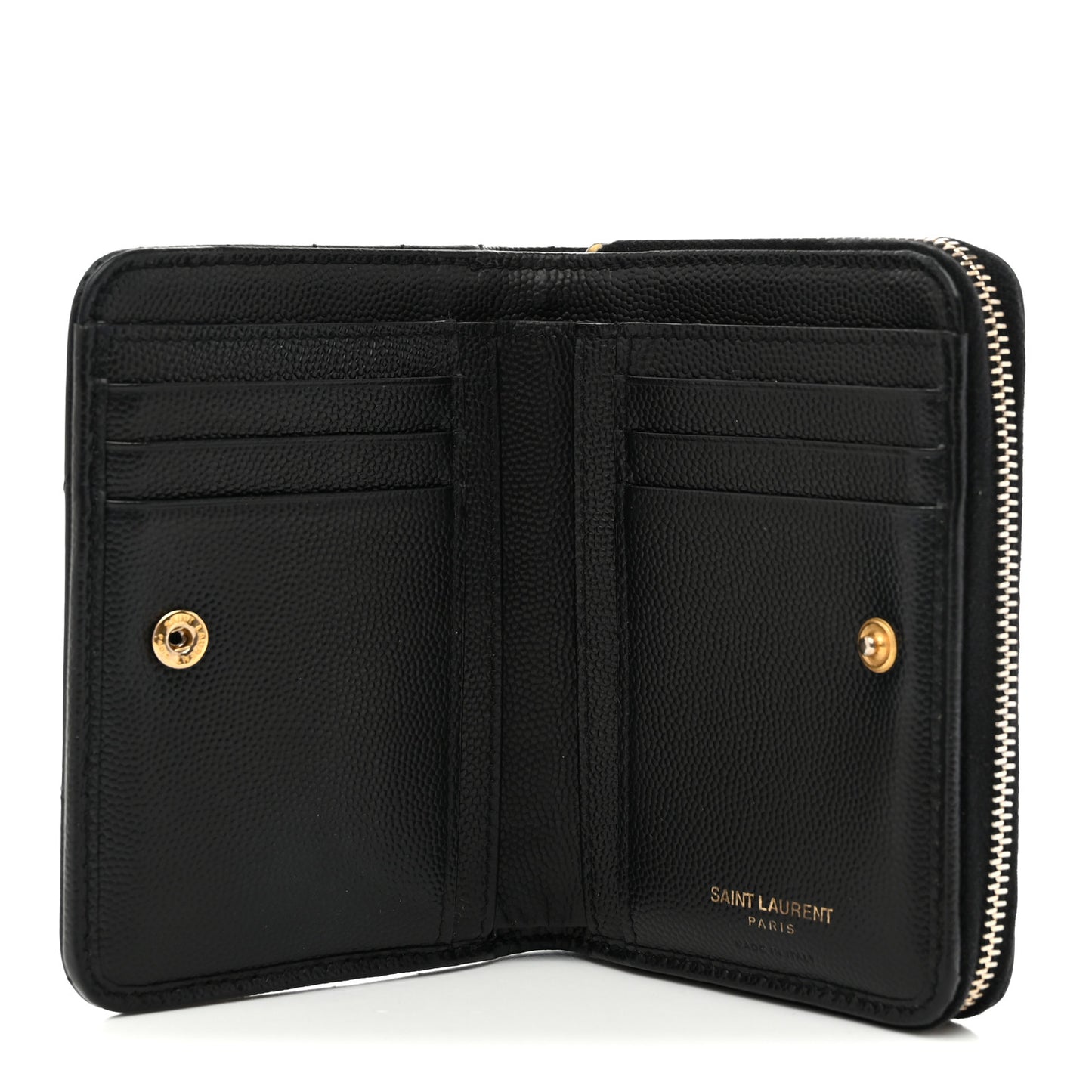 Grain De Poudre Matelasse Chevron Monogram Compact Zip Around Wallet Black