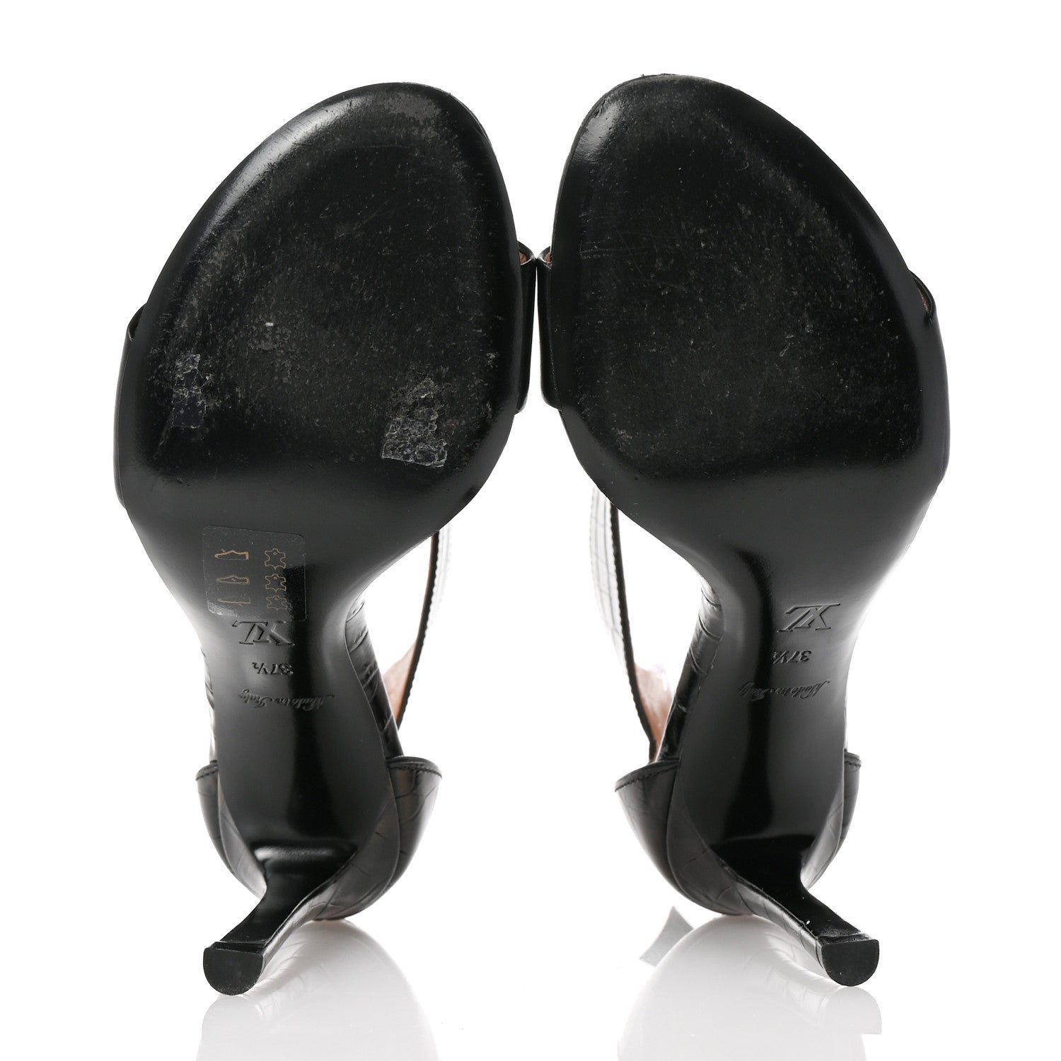 Louis Vuitton Calfskin Crocodile Embossed Horizon Sandals 37.5 Black 6 of 9