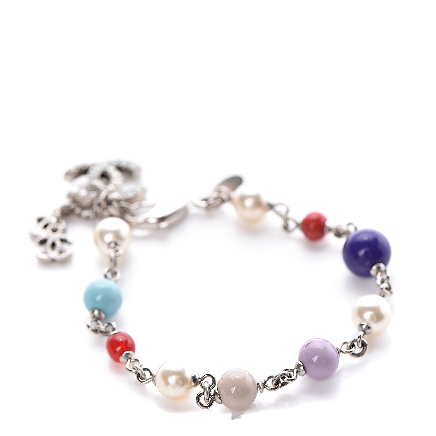 Pearl Beaded CC Charm Bracelet Multicolor