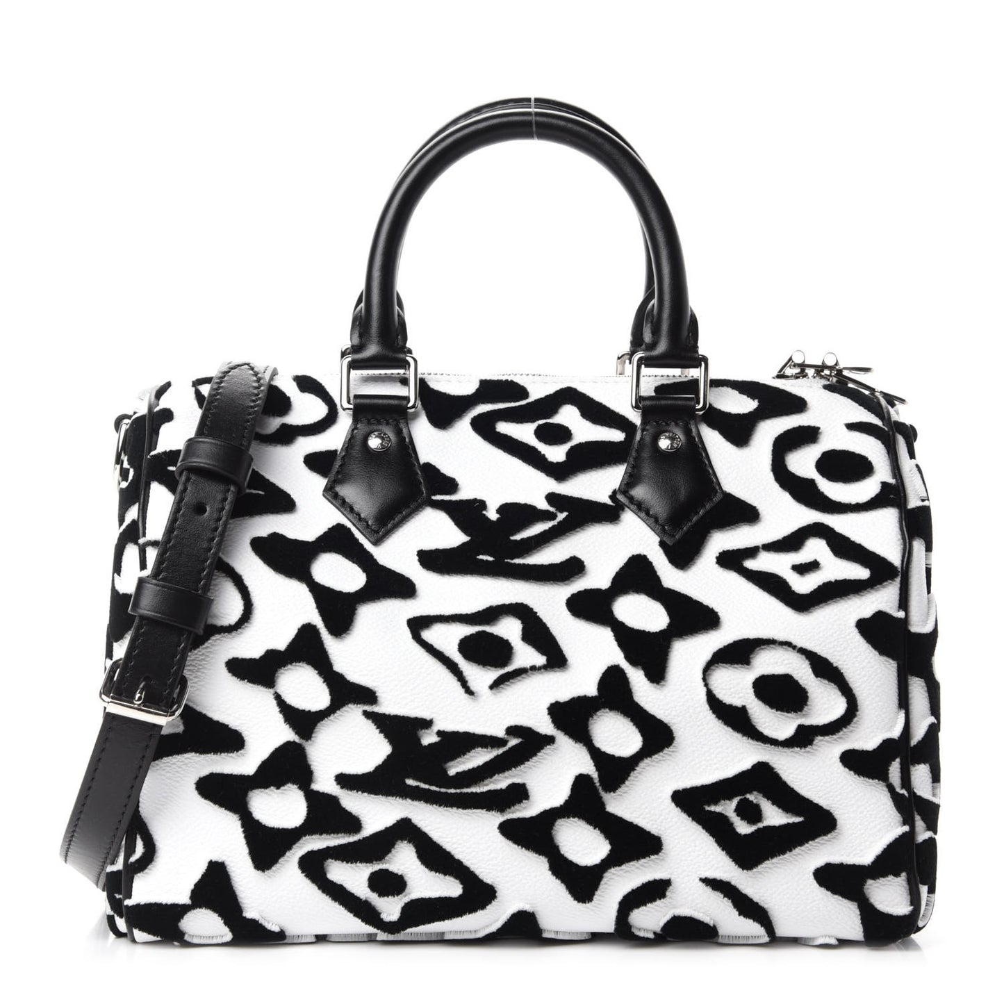 X UF Tufted Monogram Speedy Bandouliere 25 White Black