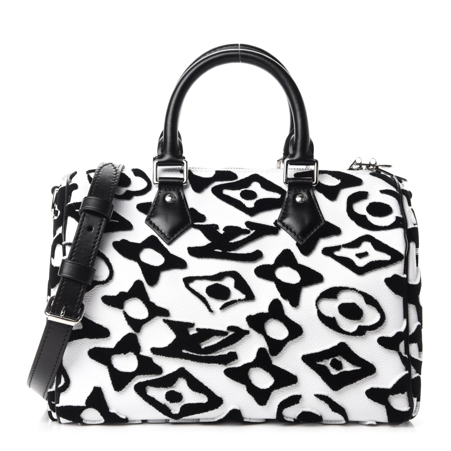 Louis Vuitton X UF Tufted Monogram Speedy Bandouliere 25 White Black 1 of 10