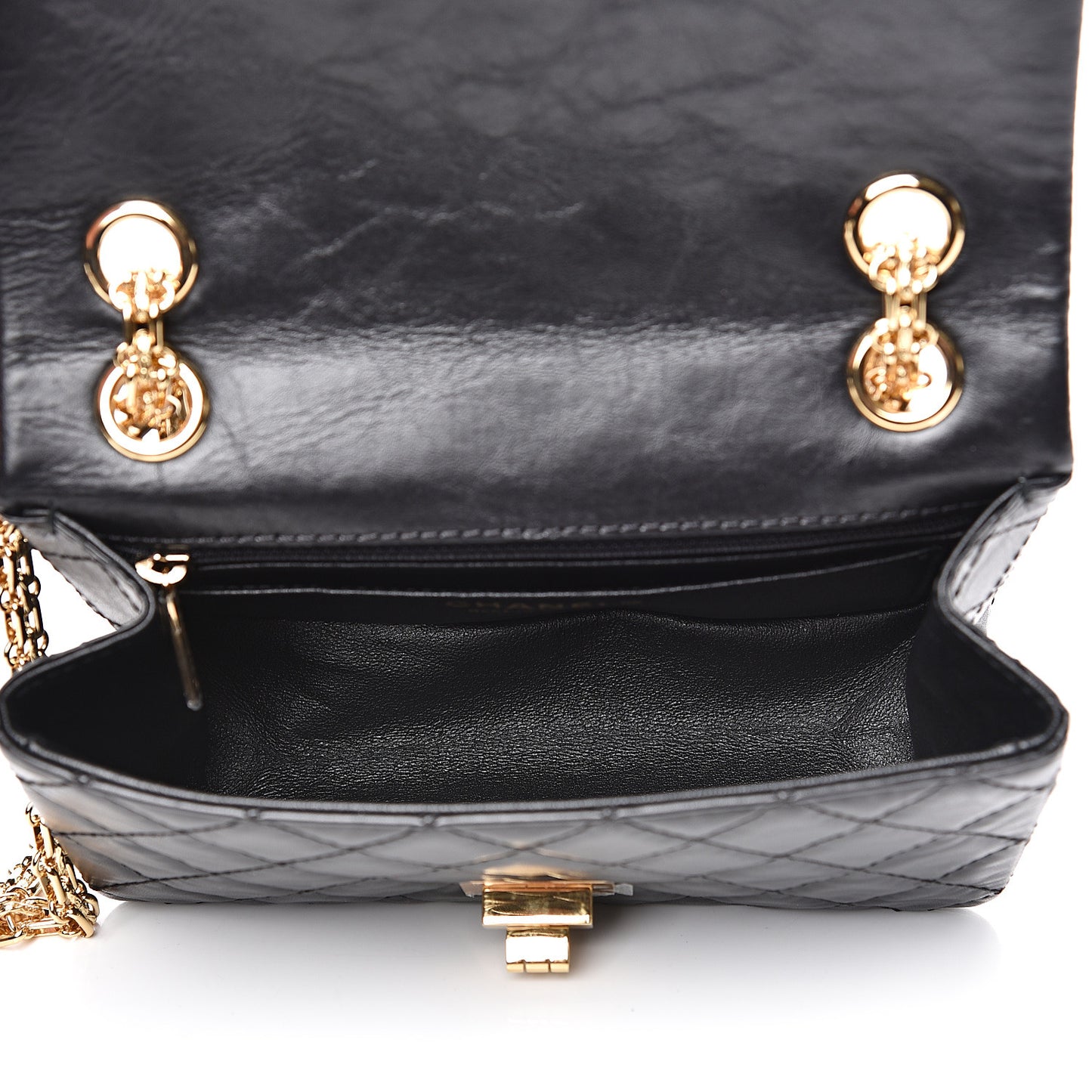 Aged Calfskin Quilted 2.55 Reissue Mini Flap Black