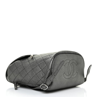 Chanel Metallic Caviar Quilted Filigree Backpack Dark Silver 4 of 10