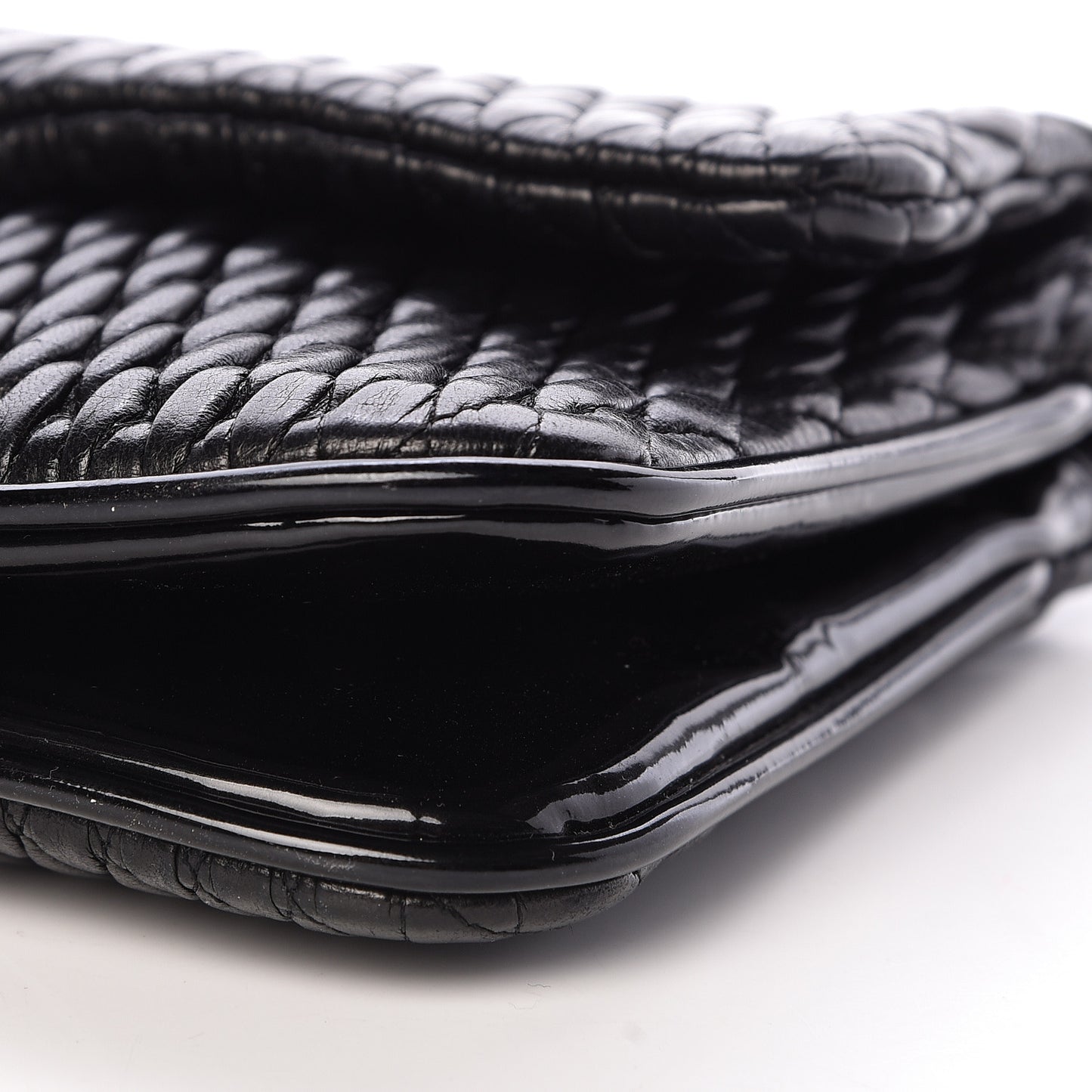Vinyl Lambskin Quilted Shoulder Flap Black