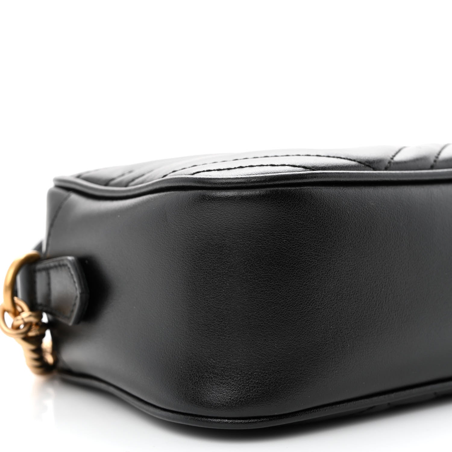 Gucci Calfskin Matelasse Small GG Marmont Chain Shoulder Bag Black 9 of 10