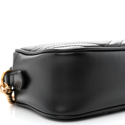 Gucci Calfskin Matelasse Small GG Marmont Chain Shoulder Bag Black 9 of 10