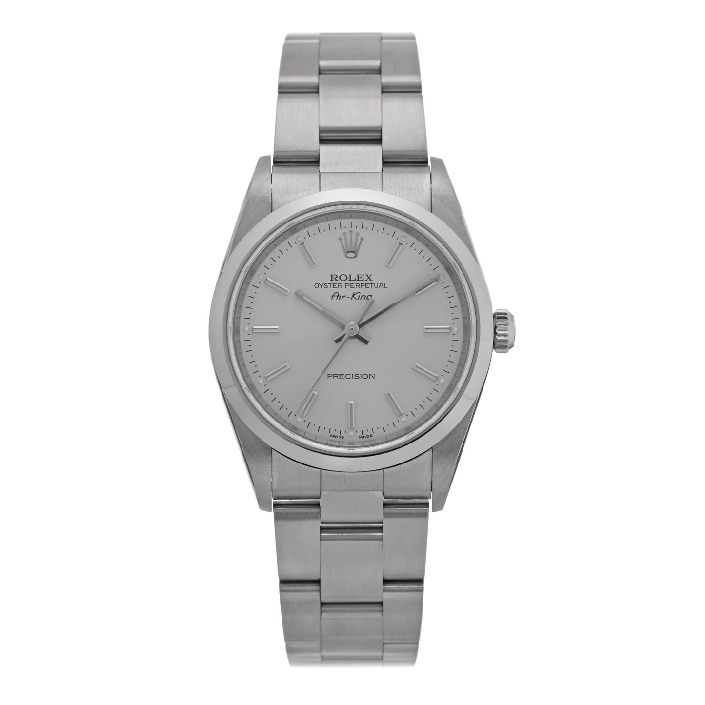 Stainless Steel 34mm Air-King Oyster Perpetual Precision Watch Silver 14000M