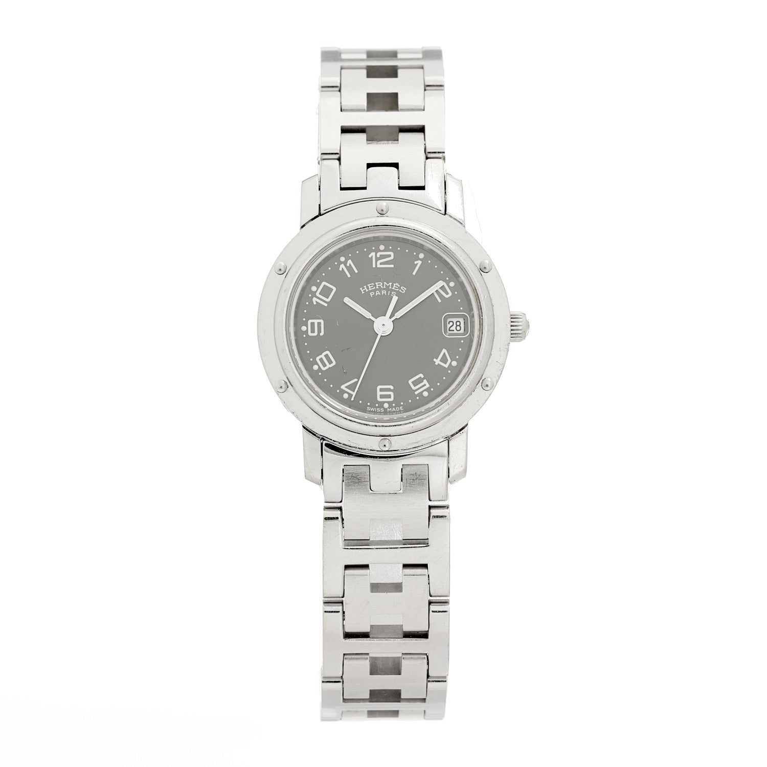 Hermes Stainless Steel 24mm Clipper Quartz Watch Grey 1 of 4