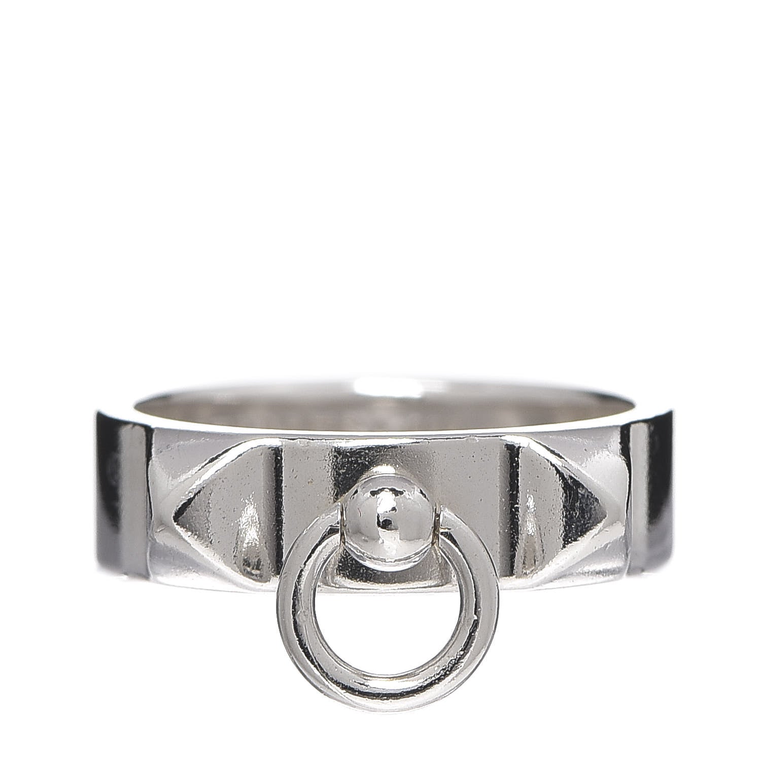 Hermes Sterling Silver PM Collier De Chien Ring 48 4.5 1 of 5