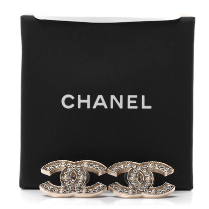 Chanel Pearl Crystal Sparkling Pearls CC Earrings Light Gold 5 of 5