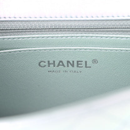 Chanel Iridescent Calfskin Quilted Mini Rectangular Flap Light Blue 6 of 11