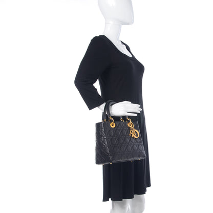 Christian Dior Lambskin Cannage Medium Lady Dior Black 2 of 13